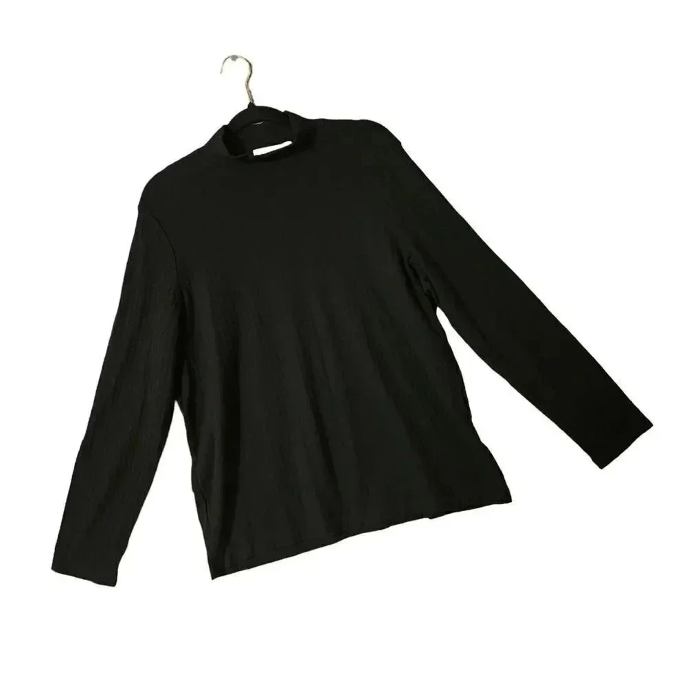 Nordstrom Women's Black Mock Neck Long Sleeve Stretchy Sweater Top Size 1X